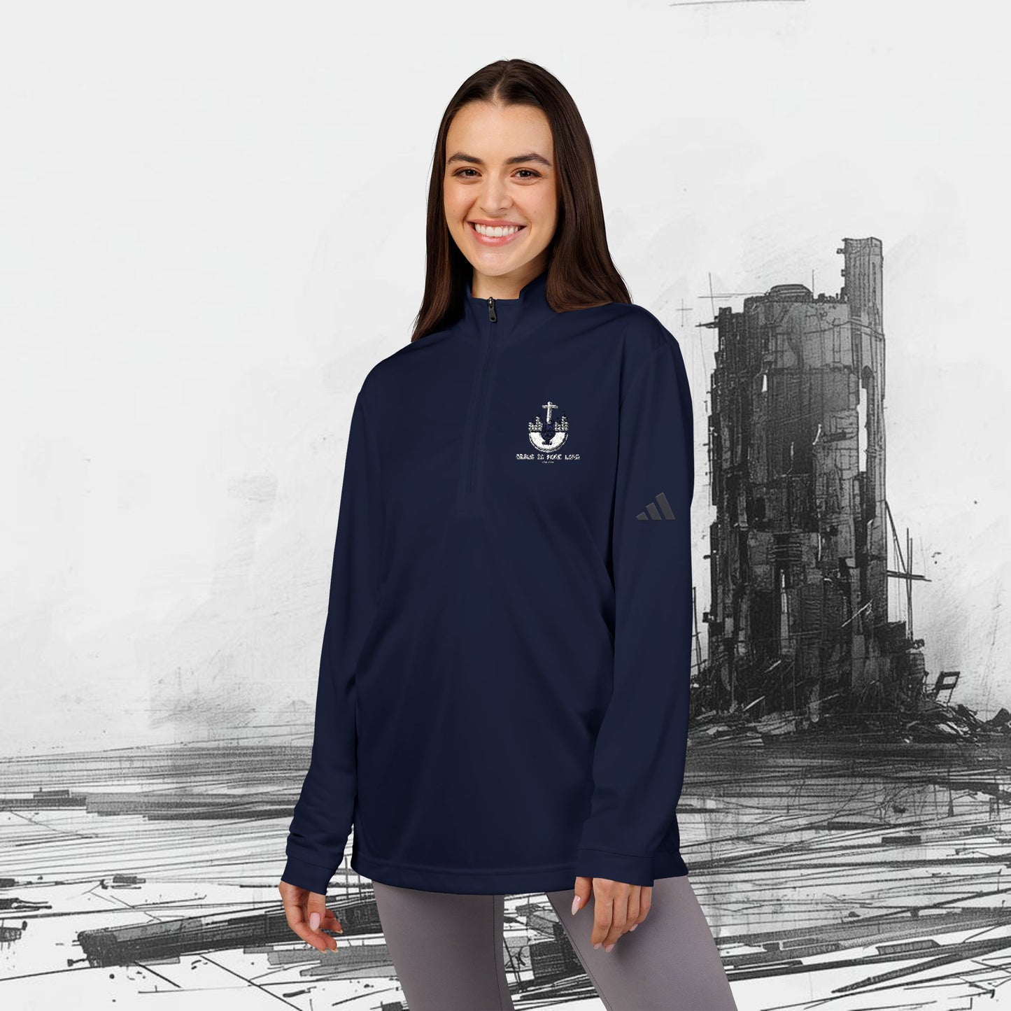 adidas® Quarter-Zip Pullover - Stylish Activewear, Sports Layering, Embroidered Gym Top, Casual Outdoor Wear, Gift for Athletes